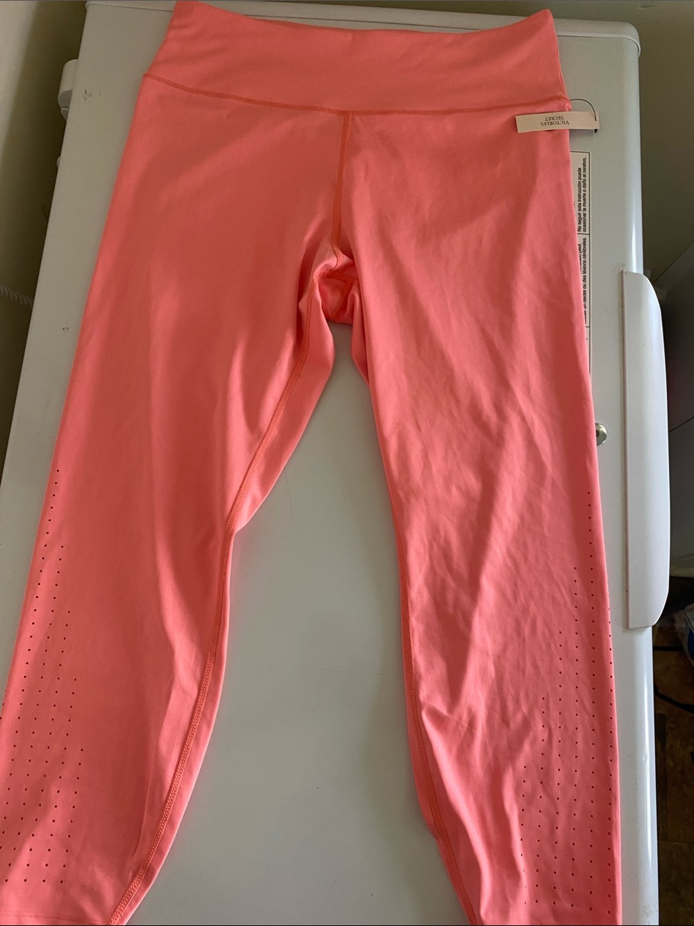Victoria's Secret Coral Pink Leggings with Perforated Calf Detail